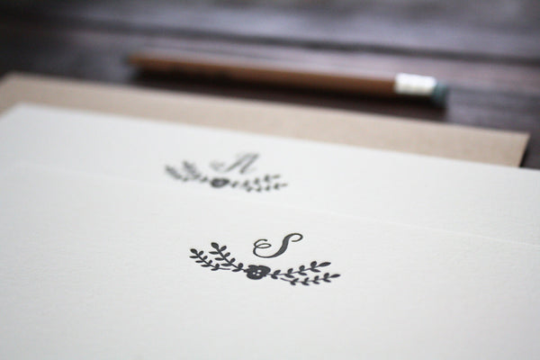 Calligraphy Monogram Flat Note Cards